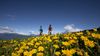 Paar beim Biken in Blumenwiese auf dem Südtiroler Hochplateau von Hafling