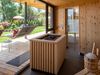 Panorama Sauna in Hafling mit Entspannungsliegen und Blick auf die Haflinger Bergwelt - Hotel Sonnenheim